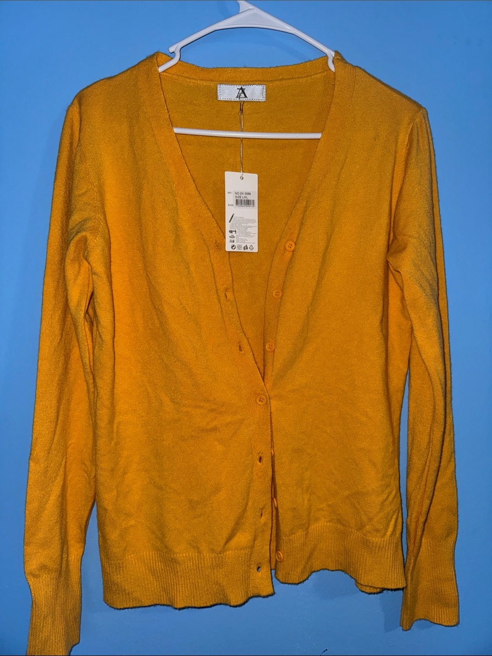 Mustard Yellow V-Neck Button Cardigan Sweater - Women